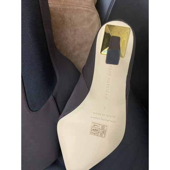 Good American High Kickstand Bootie Pull Up Neoprene Chocolate Brown~Size 7 - Picture 4 of 7